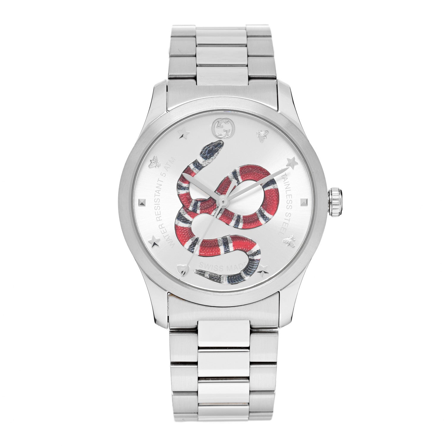 Gucci Stainless Steel 38mm G-Timeless Snake Quartz Watch 1 of 4