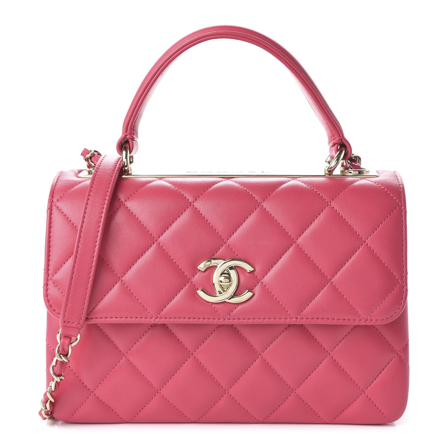 Lambskin Quilted Small Trendy CC Flap Dual Handle Bag Pink