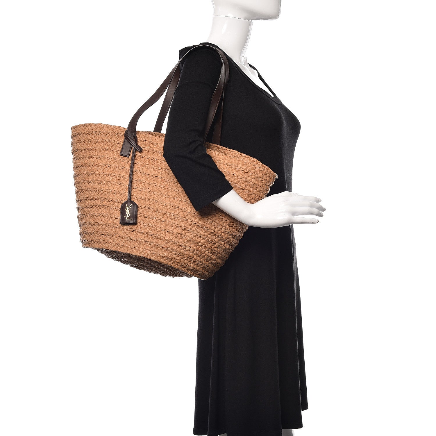 Saint Laurent Raffia Calfskin Medium Panier Tote 2 of 10