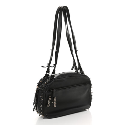 Christian Louboutin Calfskin Spikes Shoulder Bag Black 3 of 9