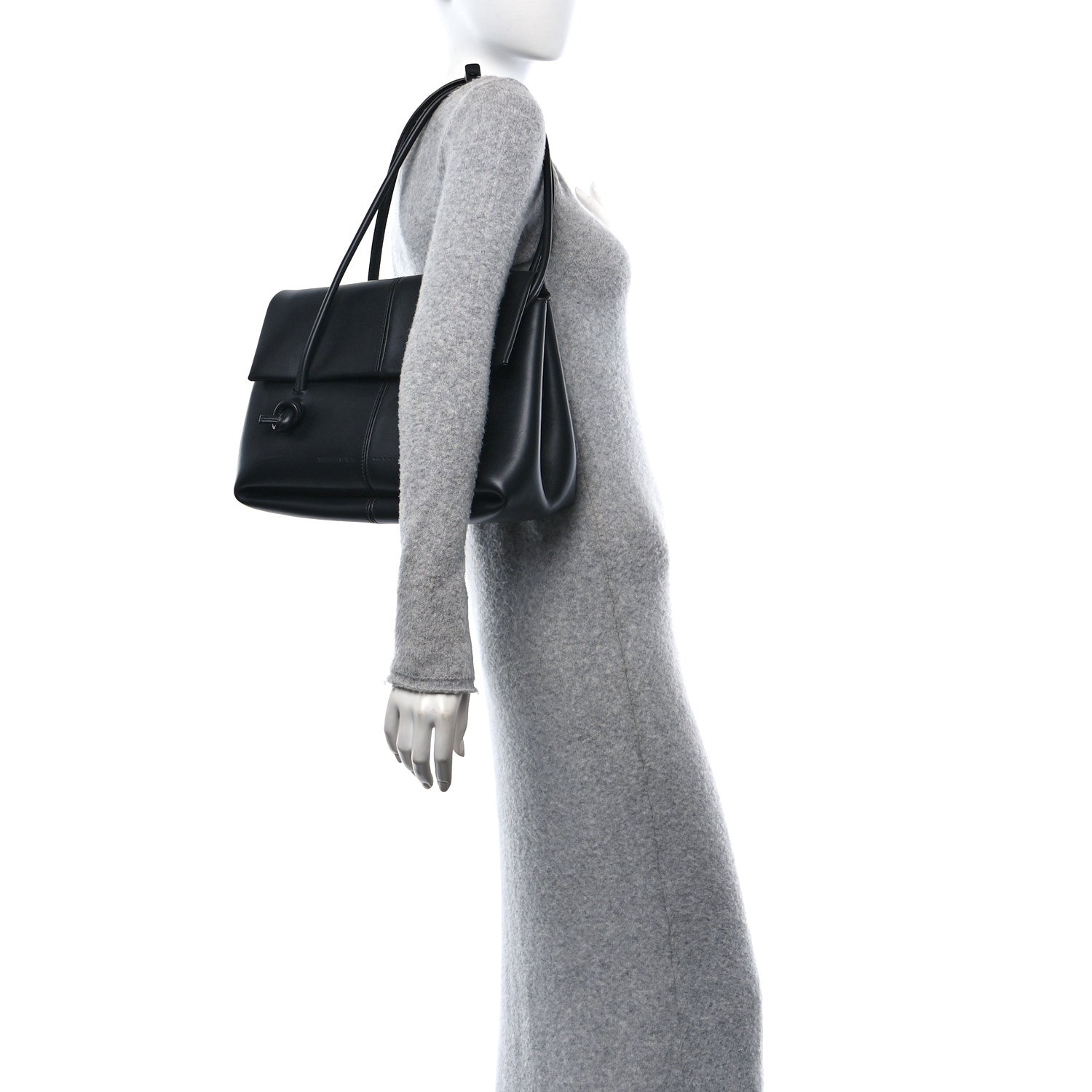 Bottega Veneta Calfskin Medium Falcon Shoulder Bag Black 3 of 10