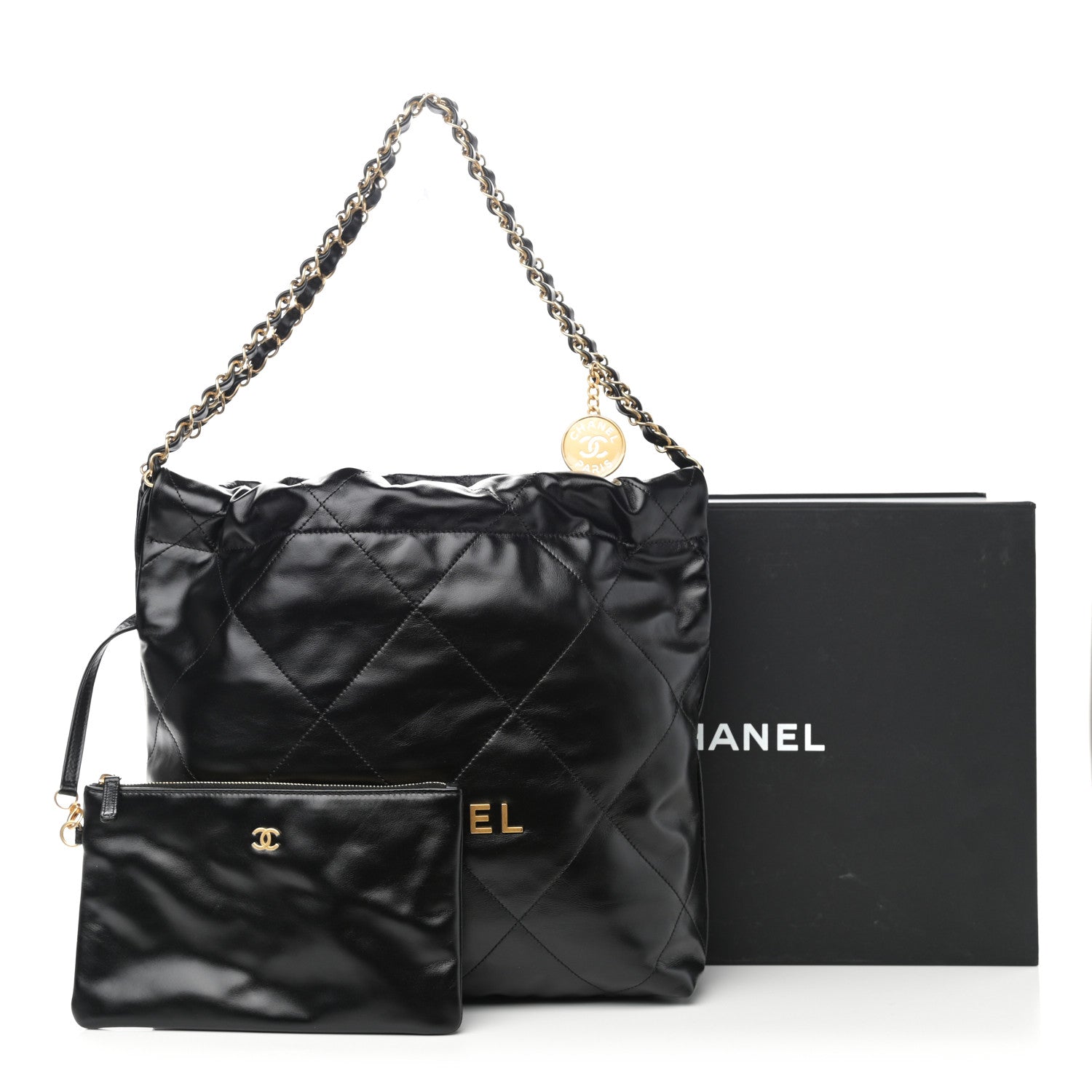Chanel Shiny Calfskin Quilted Small Chanel 22 Black 12 of 12