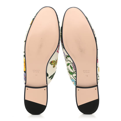 Gucci Canvas Flora Womens Princetown Slippers 40 White Multicolor 5 of 9