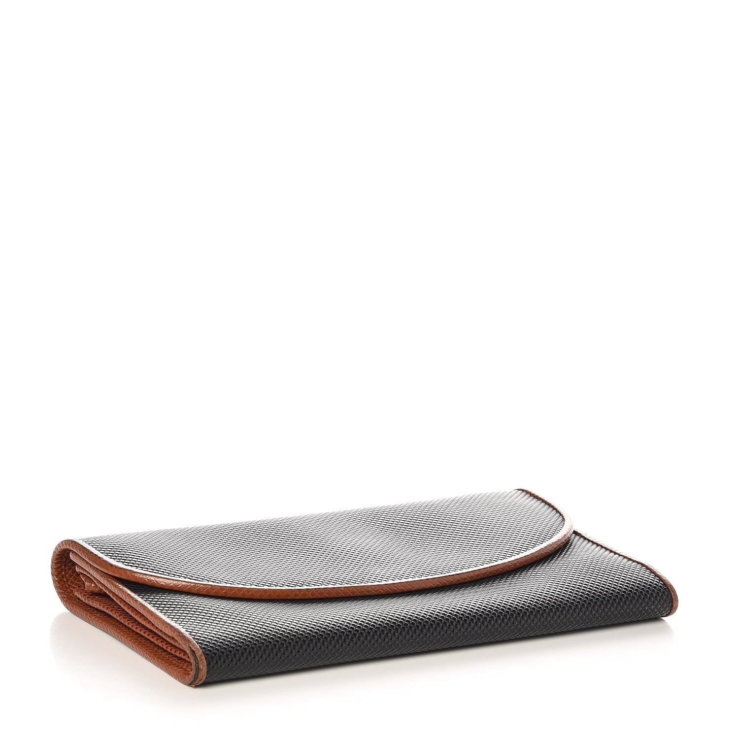 Bottega Veneta Rubberized Canvas Marco Polo Long Flap Wallet Black Brown 4 of 7