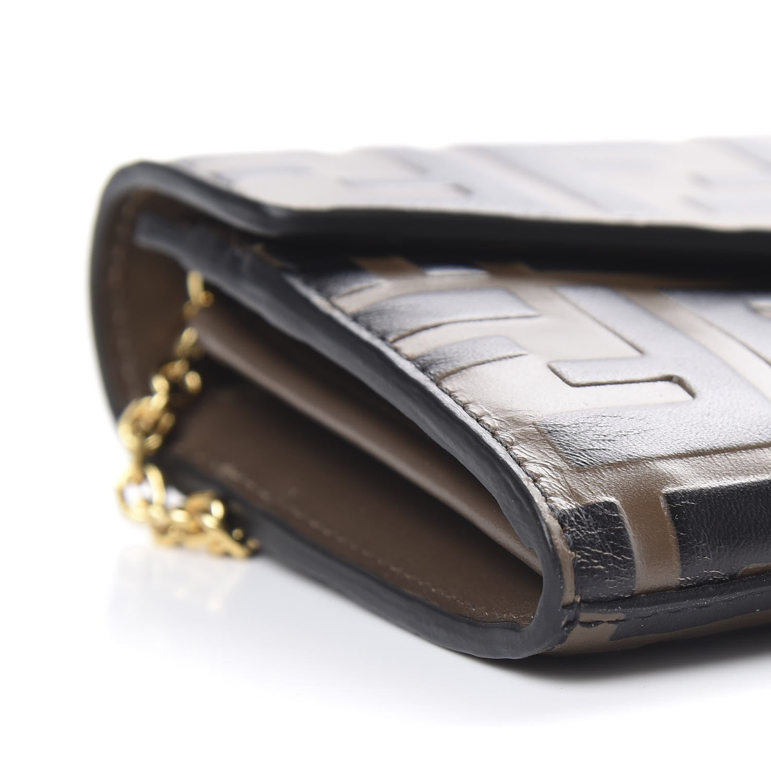 Fendi Vitello Soft F is Fendi Bi-Color FF 1974 Embossed Continental Envelope Wallet On Chain Maya Black 8 of 10