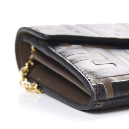 Fendi Vitello Soft F is Fendi Bi-Color FF 1974 Embossed Continental Envelope Wallet On Chain Maya Black 8 of 10