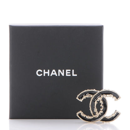 Chanel Enamel CC Baroque Brooch Black Gold 5 of 5
