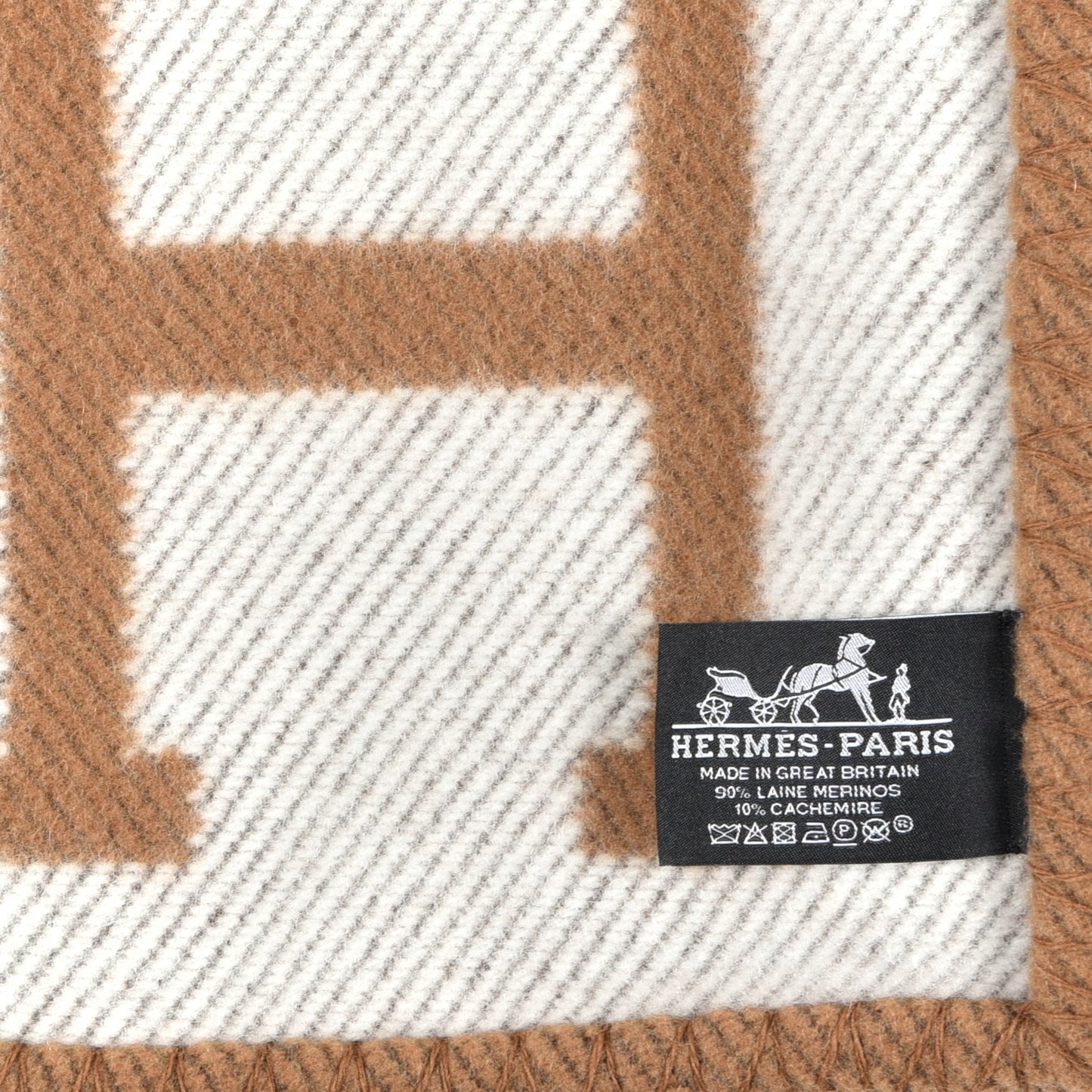 Wool Cashmere Avalon Blanket Ecru Camel