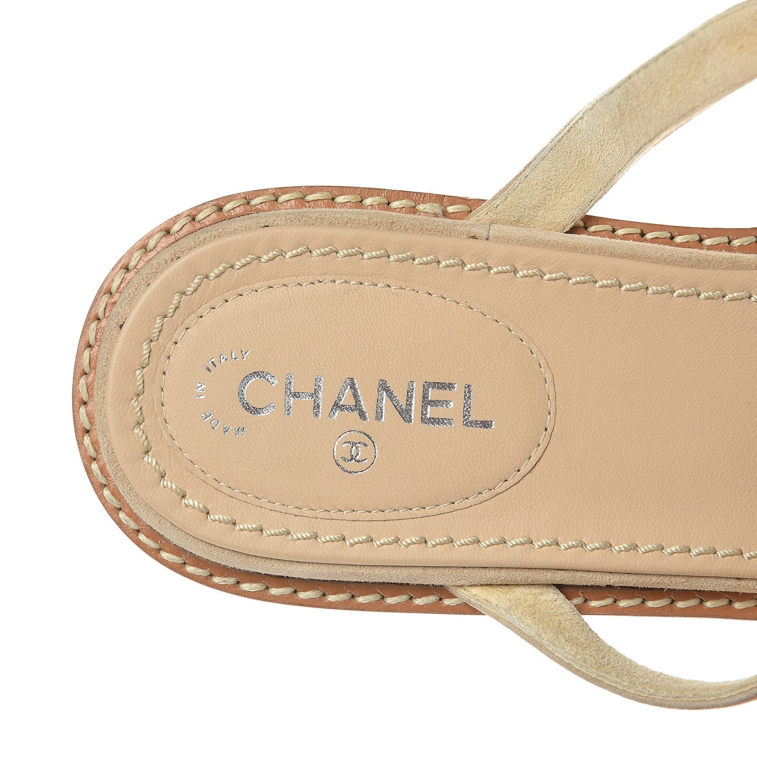 Chanel Suede Pearl Thong Sandals 39 Beige 7 of 8