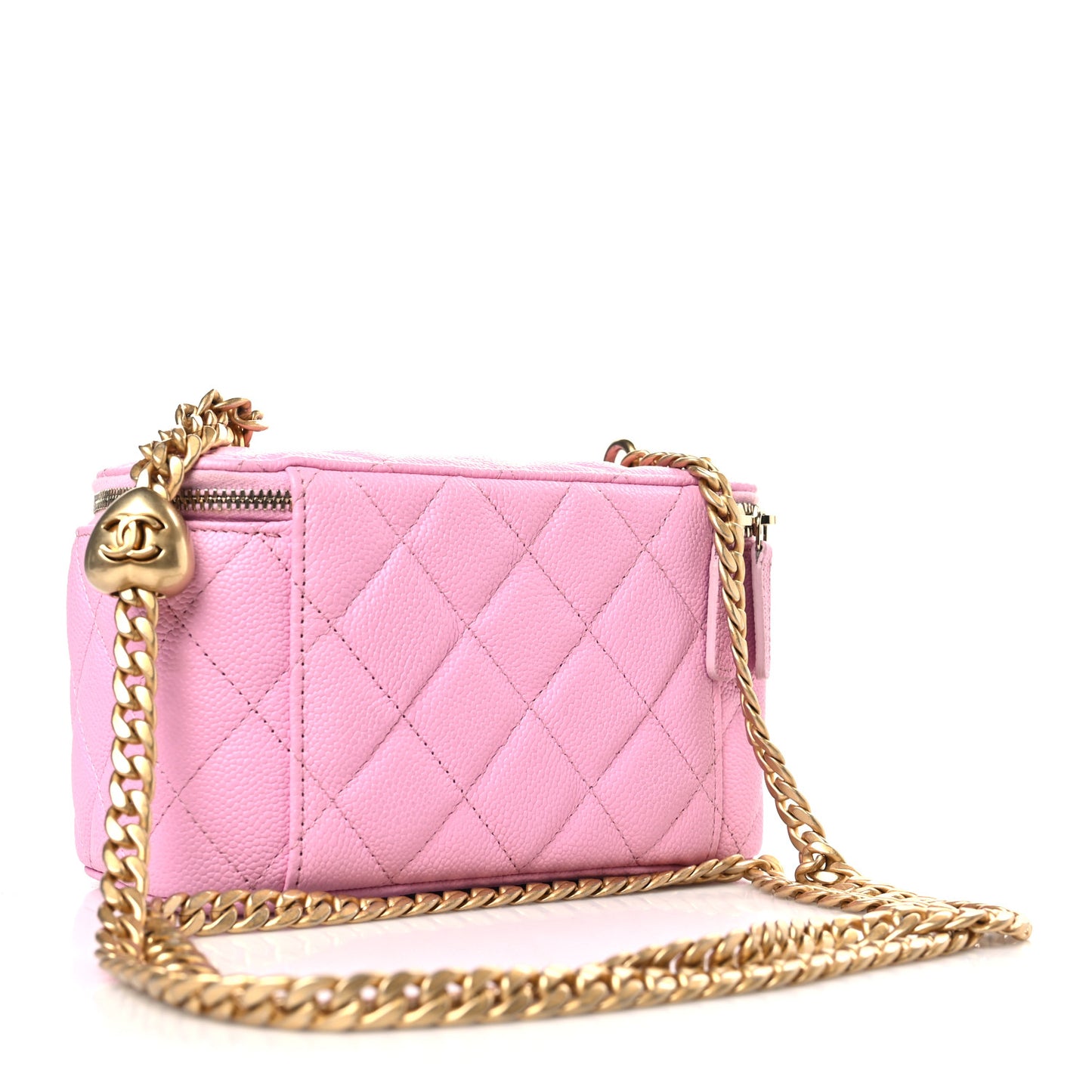 Caviar Quilted Sweetheart Vanity Case Pink