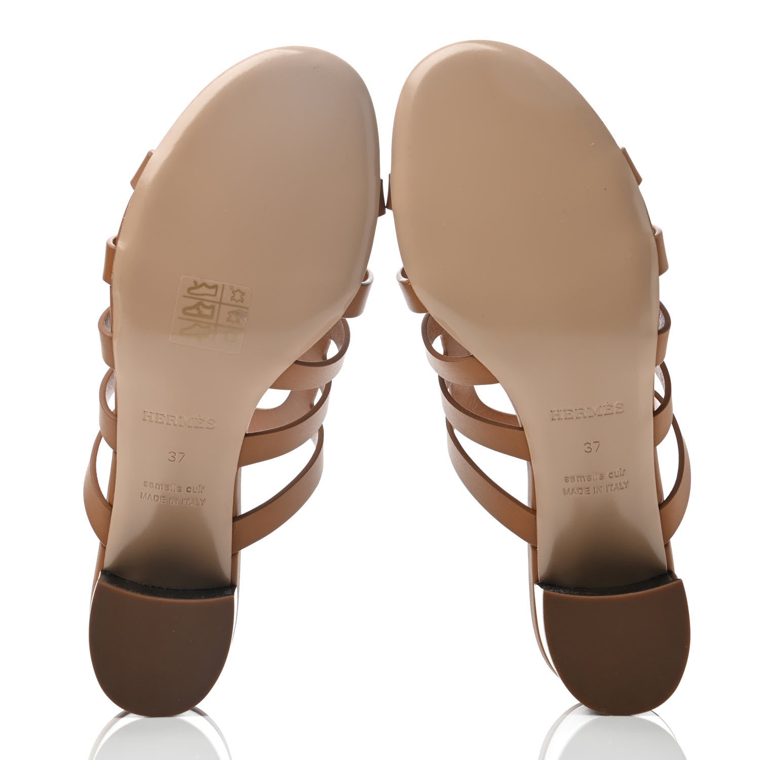 Hermes Calfskin Celena 50 Sandals 37 Beige Doré 4 of 4