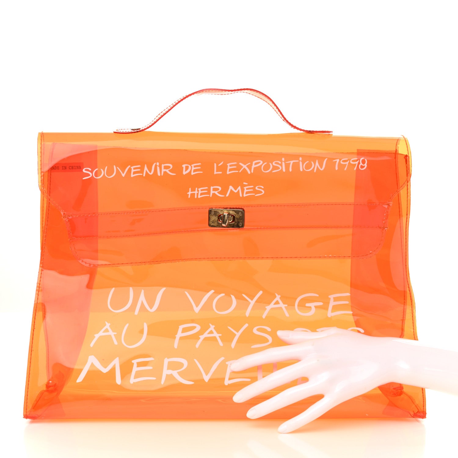 Hermes Vinyl Souvenir De L'Exposition Kelly Orange 2 of 14