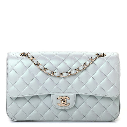 Chanel Iridescent Lambskin Quilted Medium Double Flap Light Blue 1 of 4