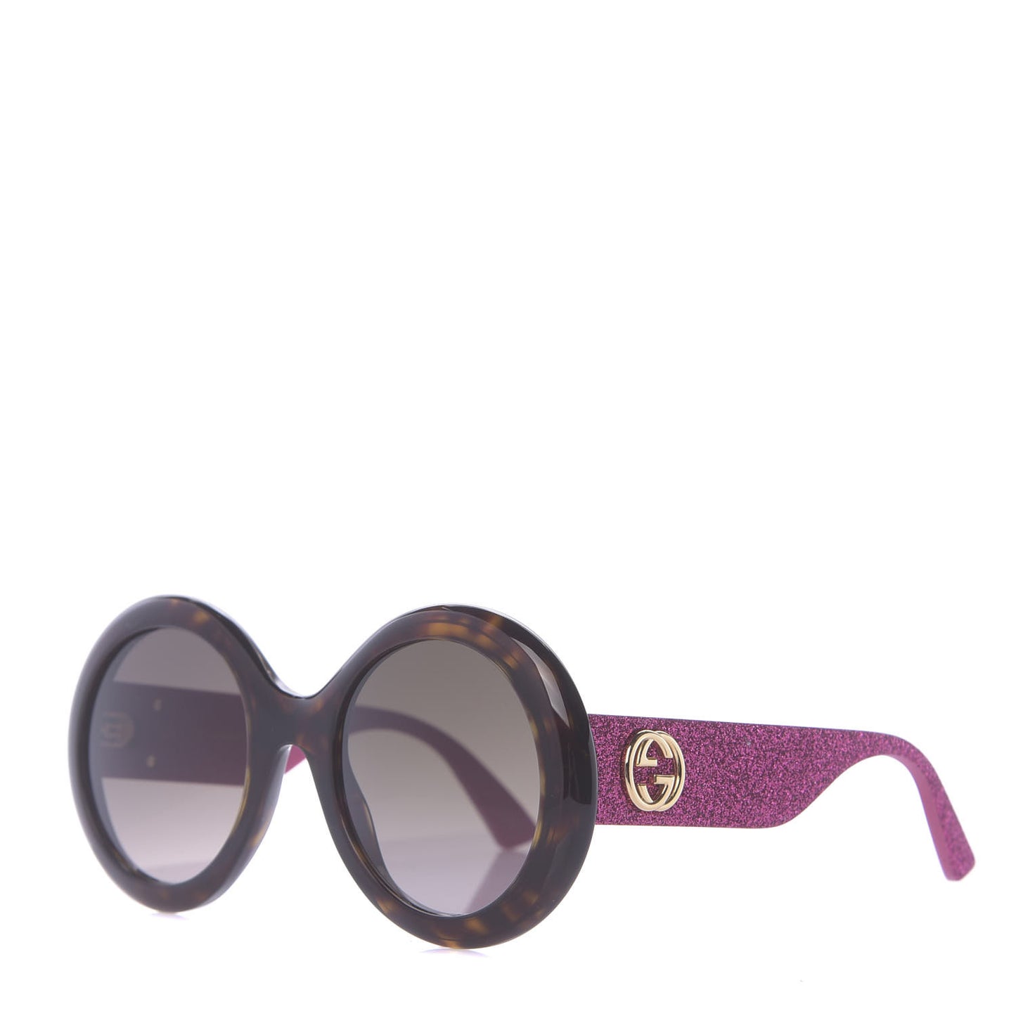Acetate Round GG0101S Glitter Sunglasses Havana Pink