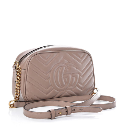 Gucci Calfskin Matelasse Small GG Marmont Chain Shoulder Bag Taupe 3 of 10