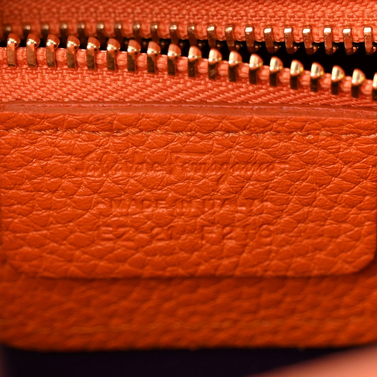 Hammered Calfskin Double Handle Medium Amy Tote Orange Purple