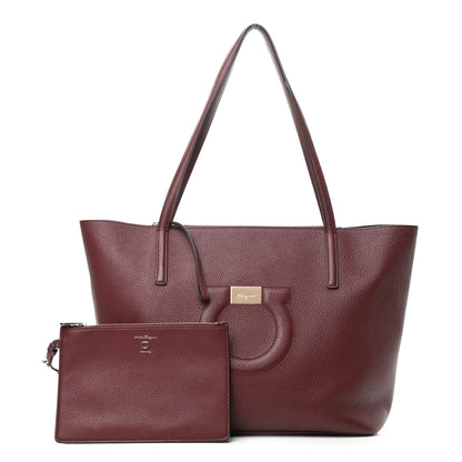 Salvatore Ferragamo Calfskin Medium Gancini Tote Burgundy 1 of 9