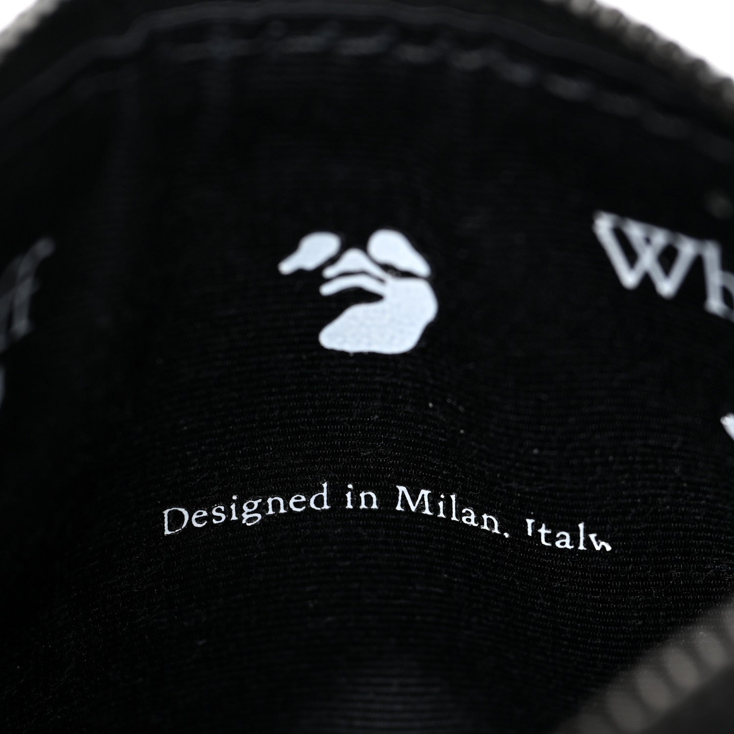 Off-White Saffiano Striped Diag Flat Pouch Black White 6 of 9