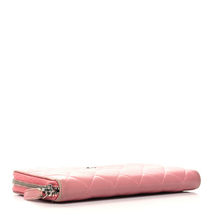 Chanel Lambskin Quilted Large Gusset Zip Around Wallet Pink 4 of 15