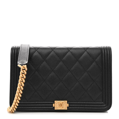 Chanel Caviar Quilted Boy Wallet On Chain WOC Black 1 of 13