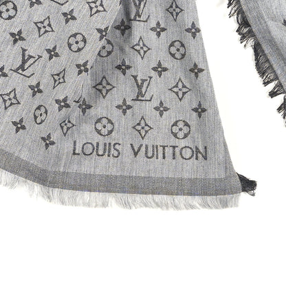Louis Vuitton Silk Wool Monogram Denim Shawl Black 4 of 8