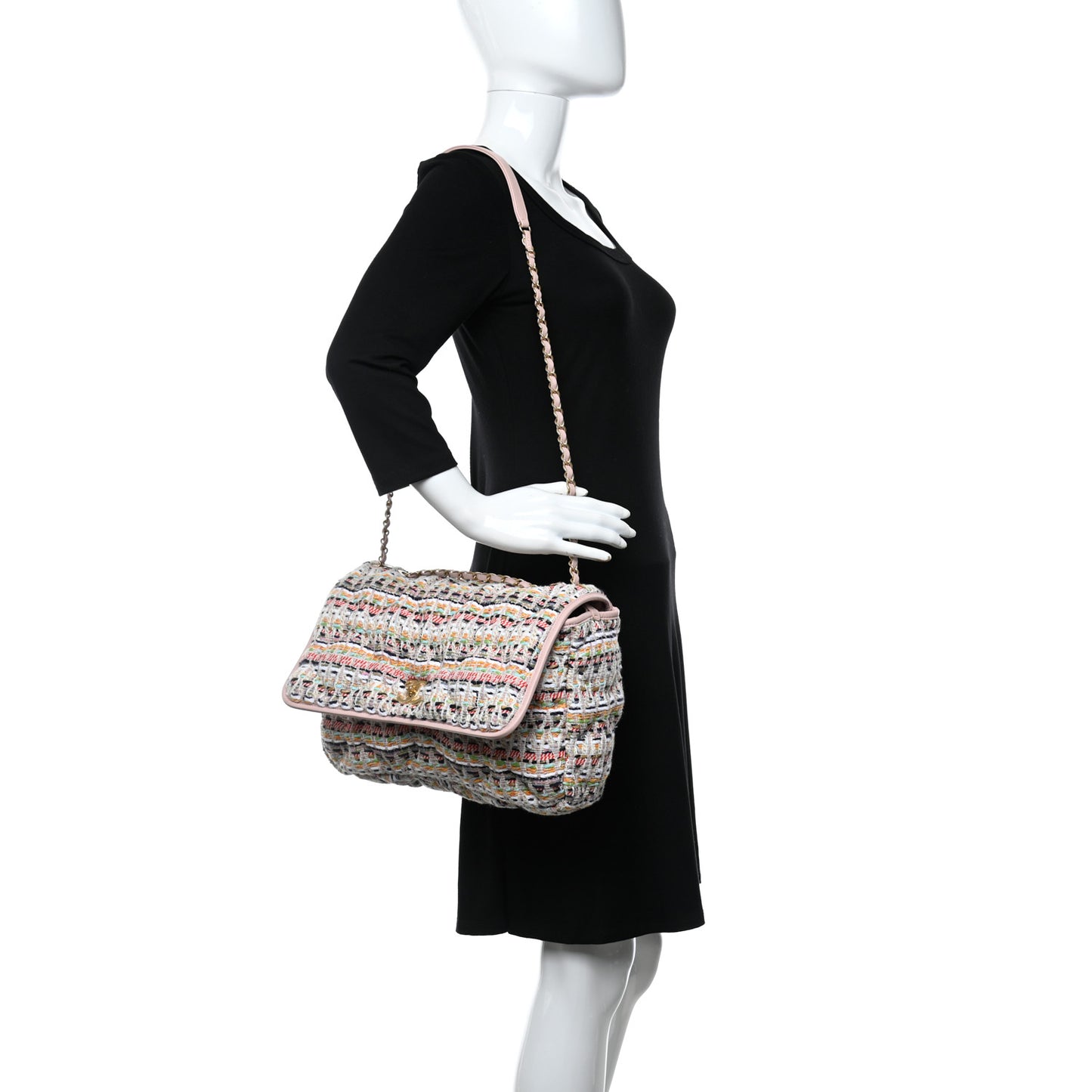 Tweed Bag Pink Flap Multicolor