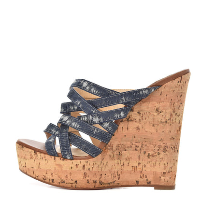 Christian Louboutin Ribbon Corniche 140 Sandals 40 Denim 1 of 9
