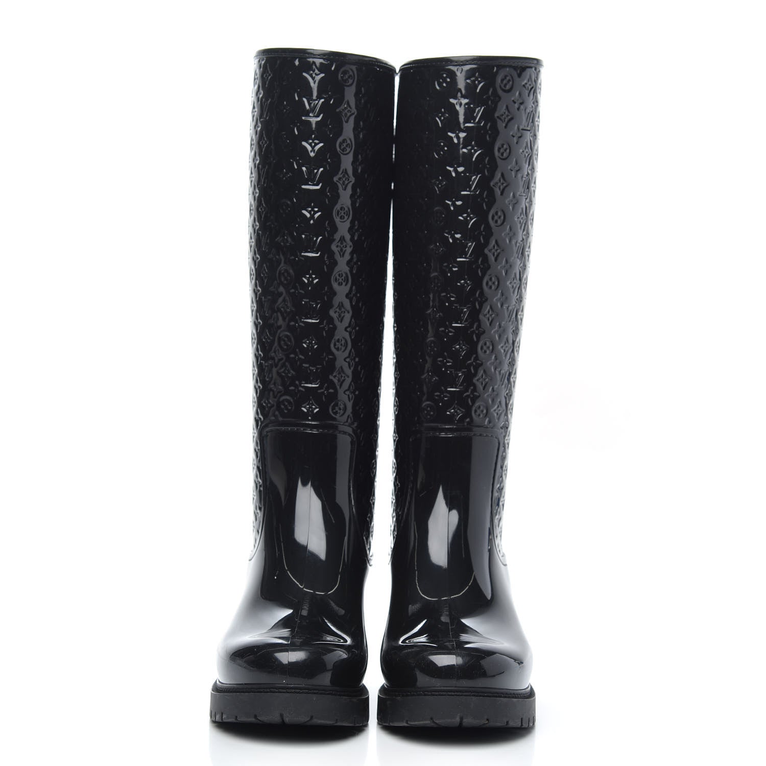 Louis Vuitton Rubber Embossed Monogram Splash Rain Boots 37 Black 2 of 9