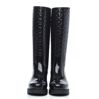 Louis Vuitton Rubber Embossed Monogram Splash Rain Boots 37 Black 2 of 9