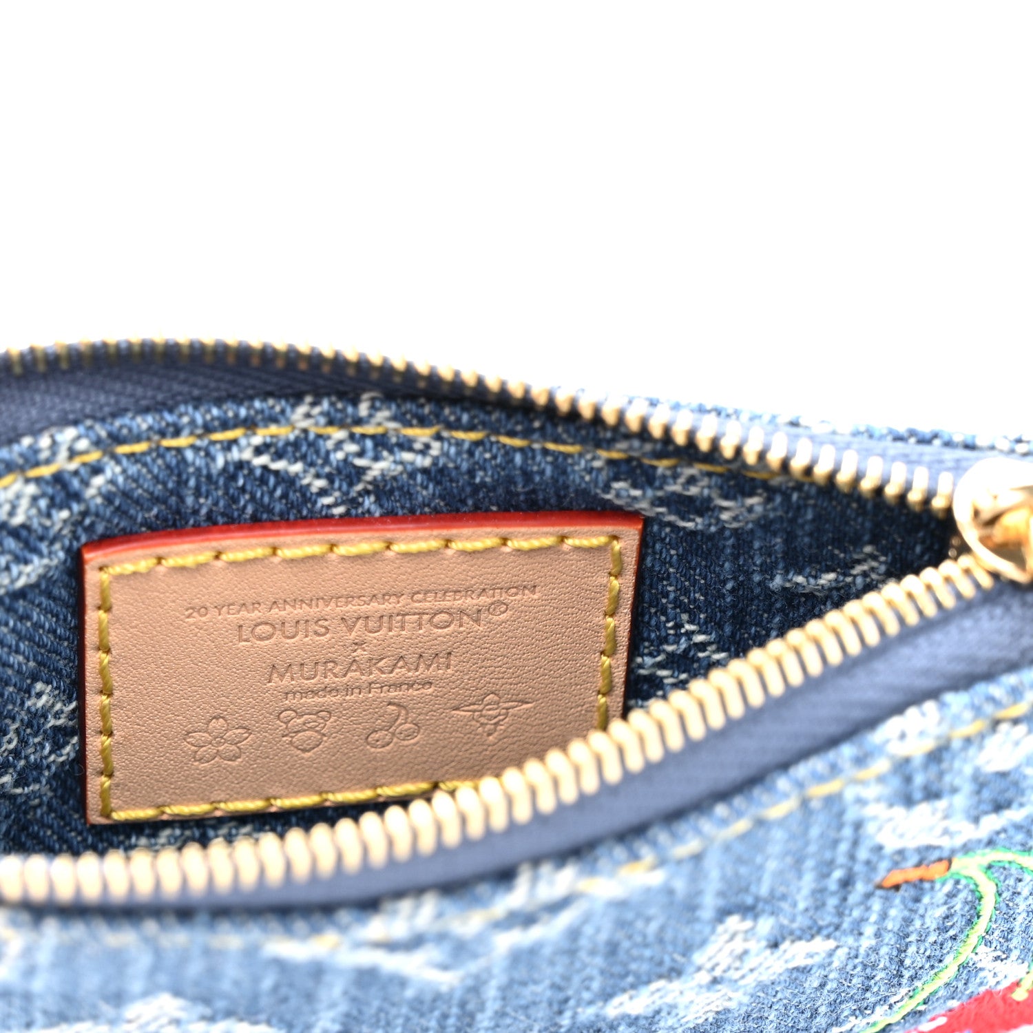 Louis Vuitton LV X TM Monogram Denim Cerises Key Pouch Blue