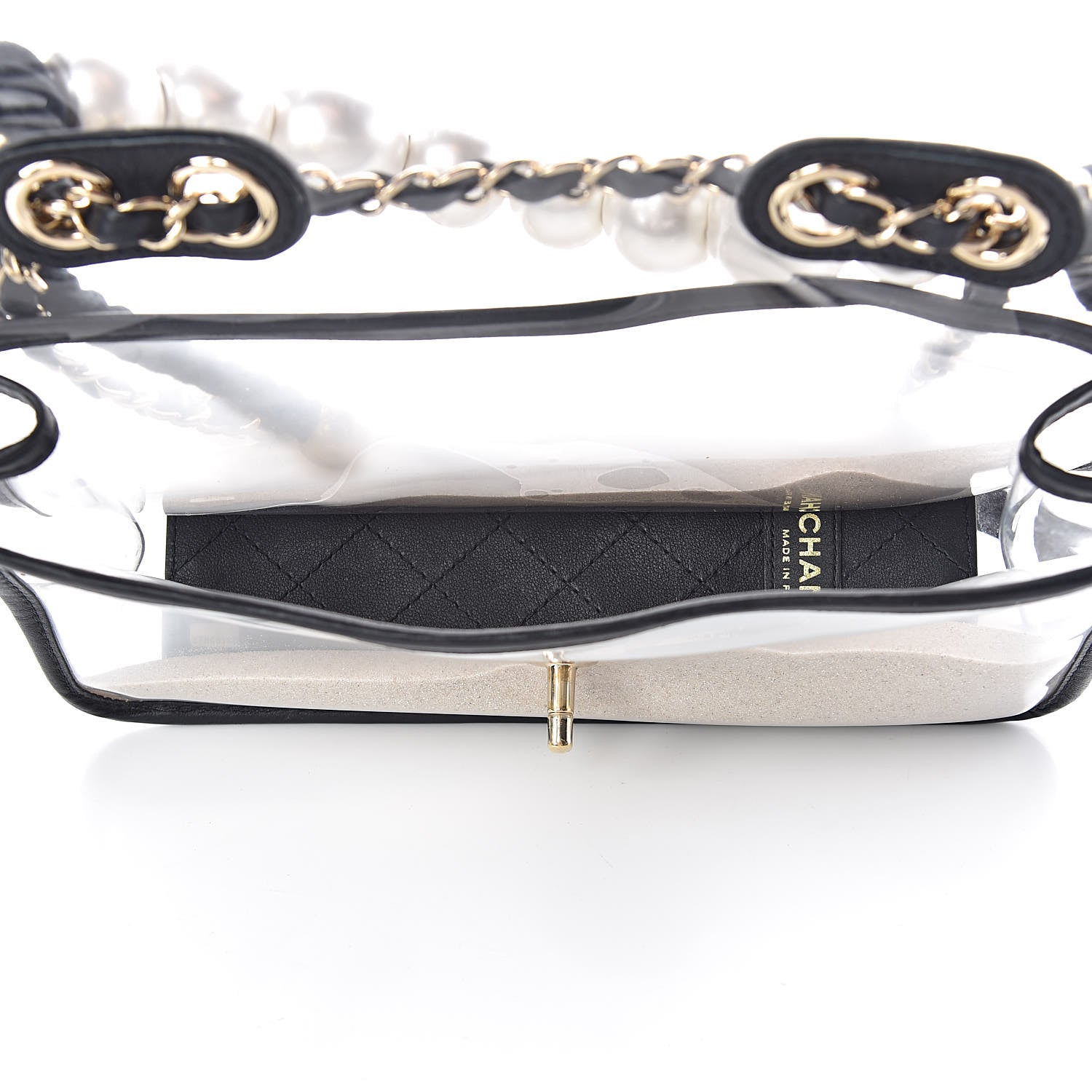 Chanel Lambskin PVC Sand By The Sea Flap With Pearl Strap Black 5 of 10