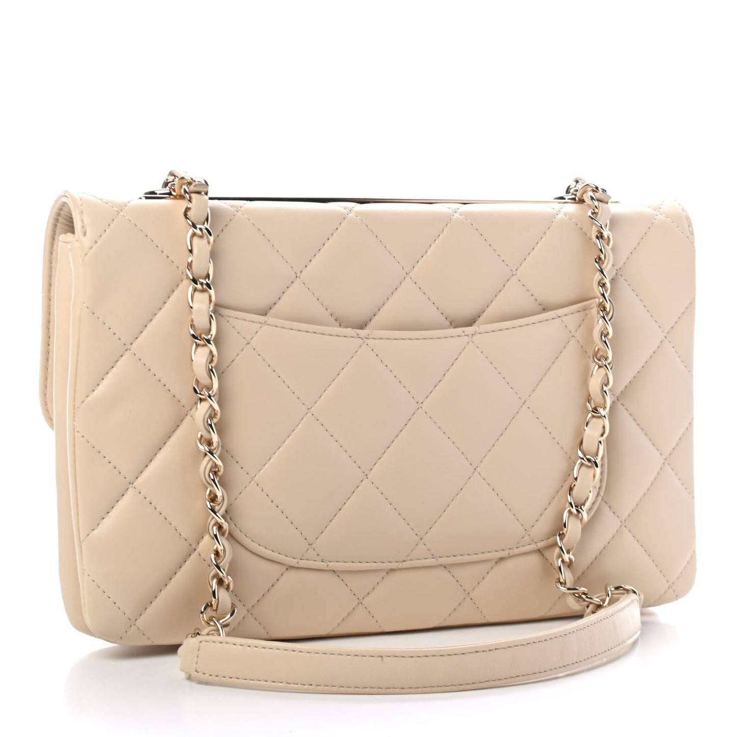Lambskin Quilted Medium Trendy CC Flap Light Beige