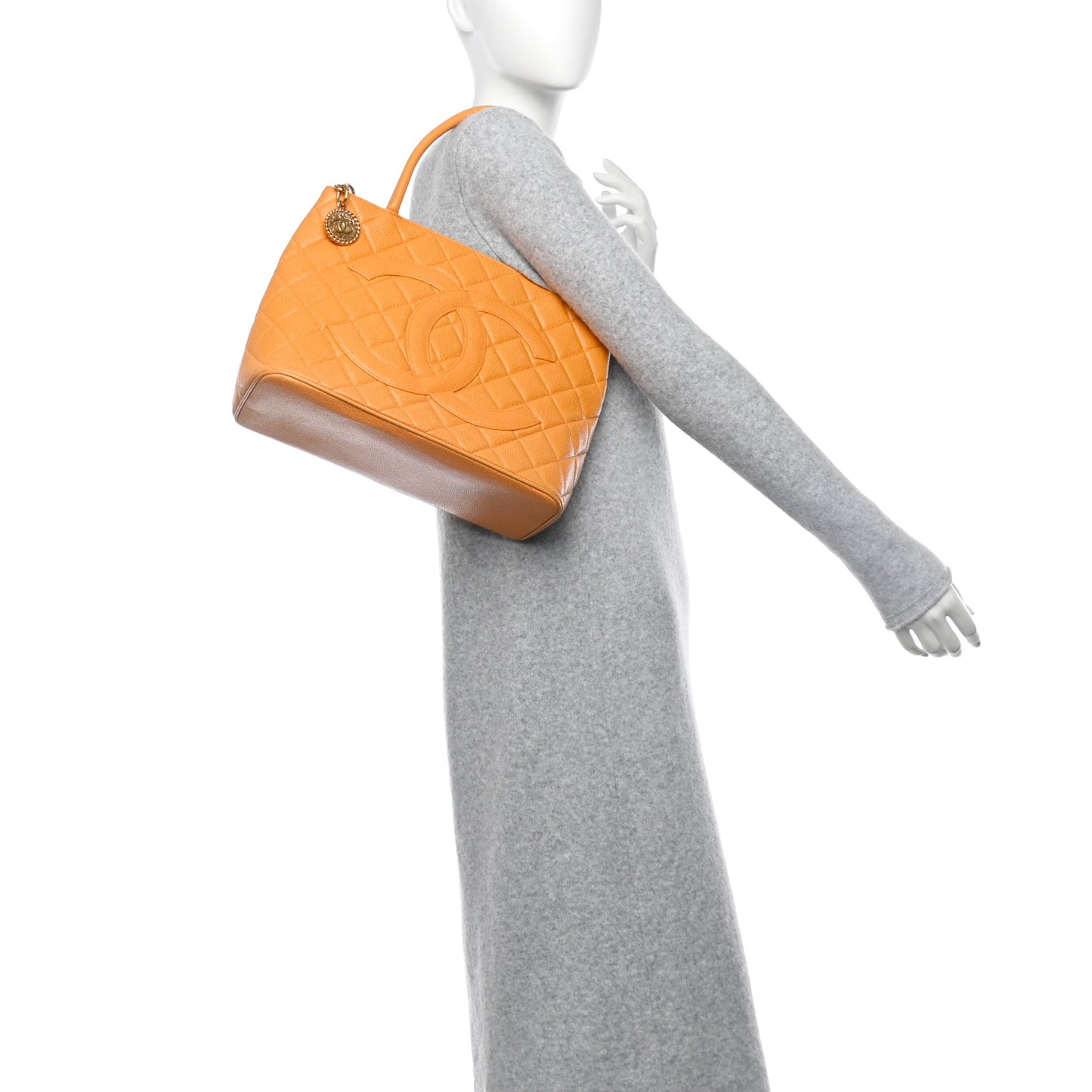 Caviar Quilted Medallion Tote Yellow