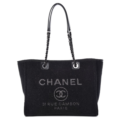 Chanel Lurex Boucle Small Deauville Tote Black 1 of 10