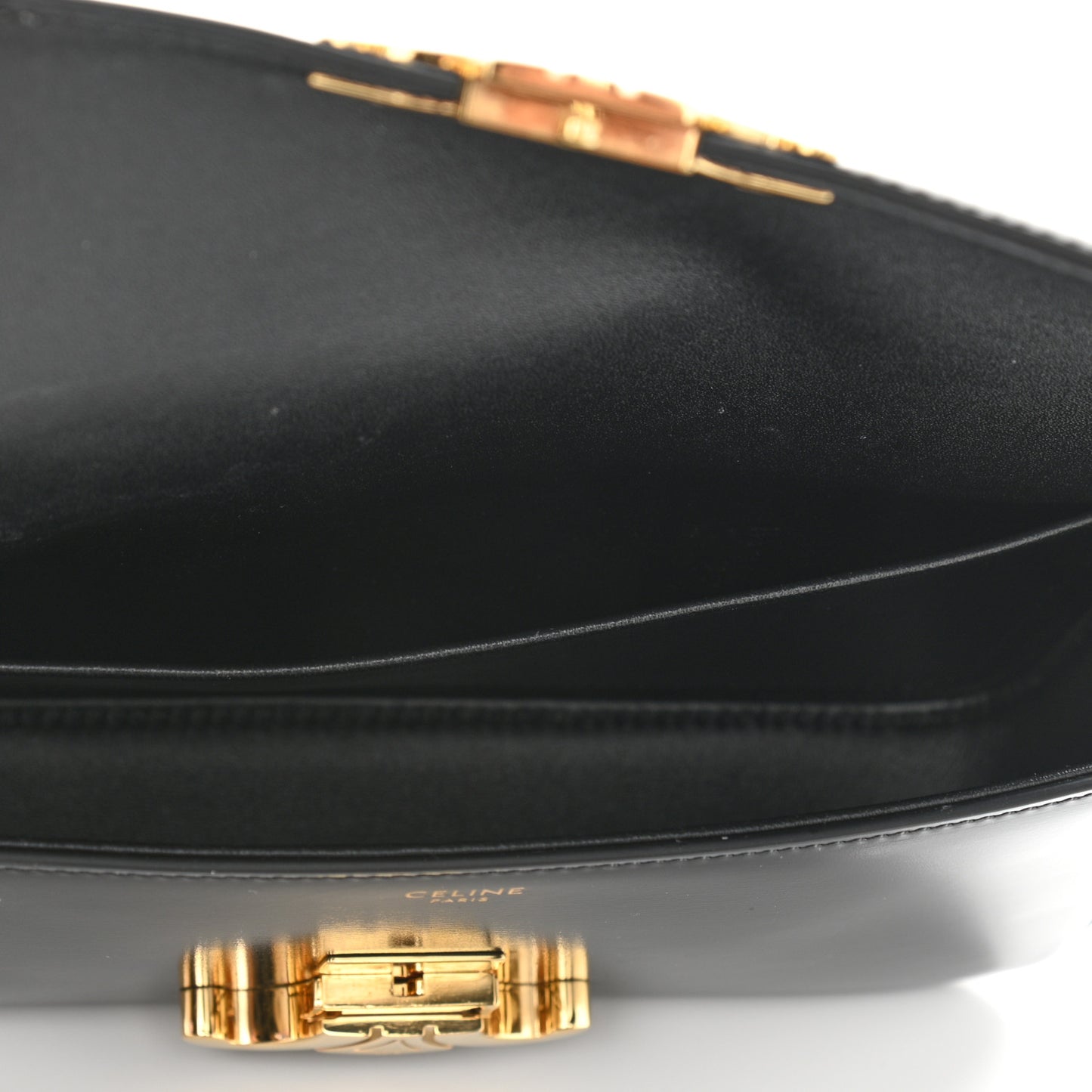 Shiny Calfskin Triomphe Shoulder Bag Black