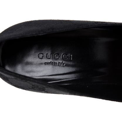 Gucci Fabric Monogram Mid-Heel Pumps 36.5 Black 7 of 12