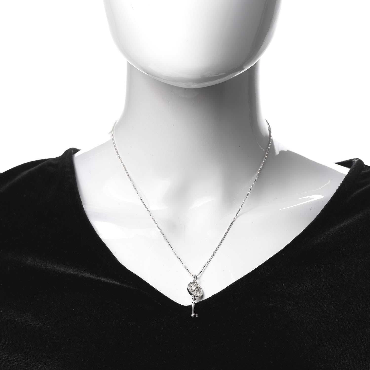 Tiffany Sterling Silver Diamond Small Daisy Key Pendant Necklace 2 of 6