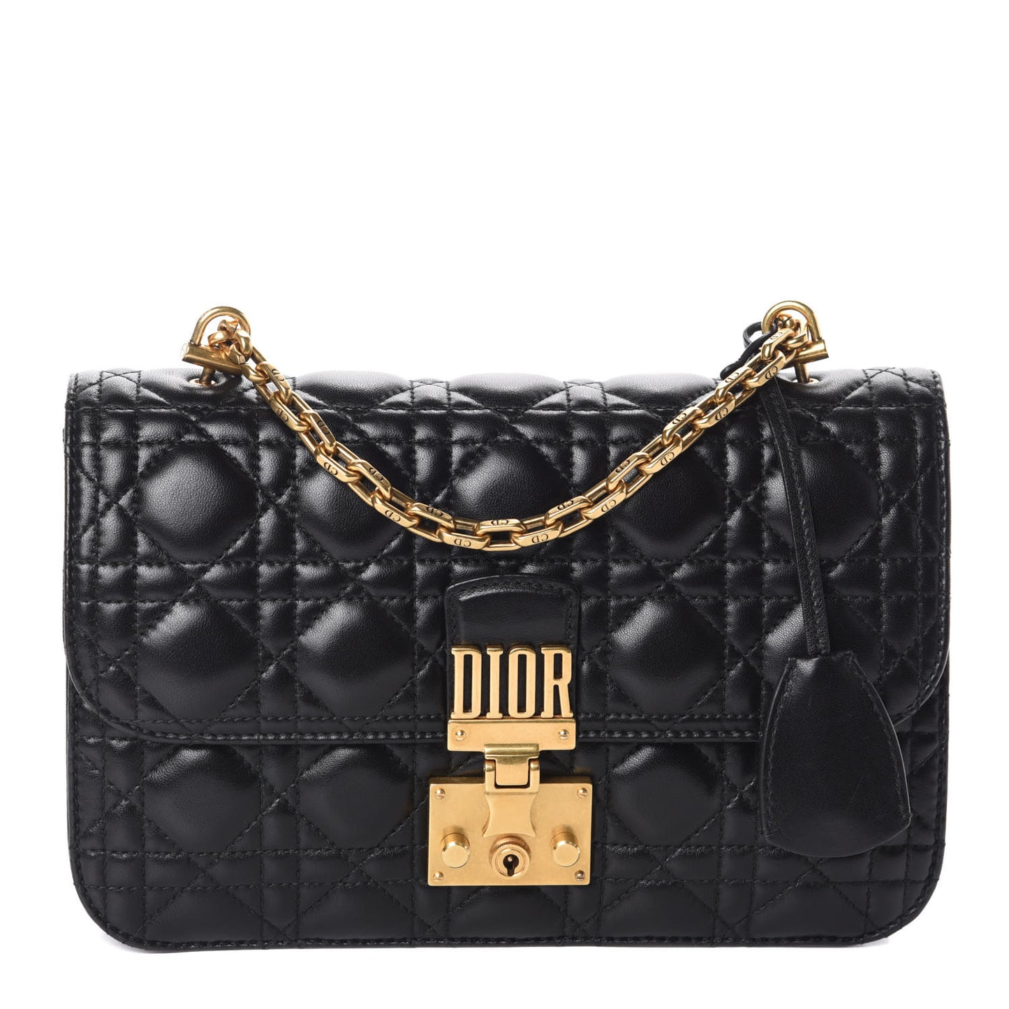 Lambskin Cannage Large Dioraddict Flap Bag Black