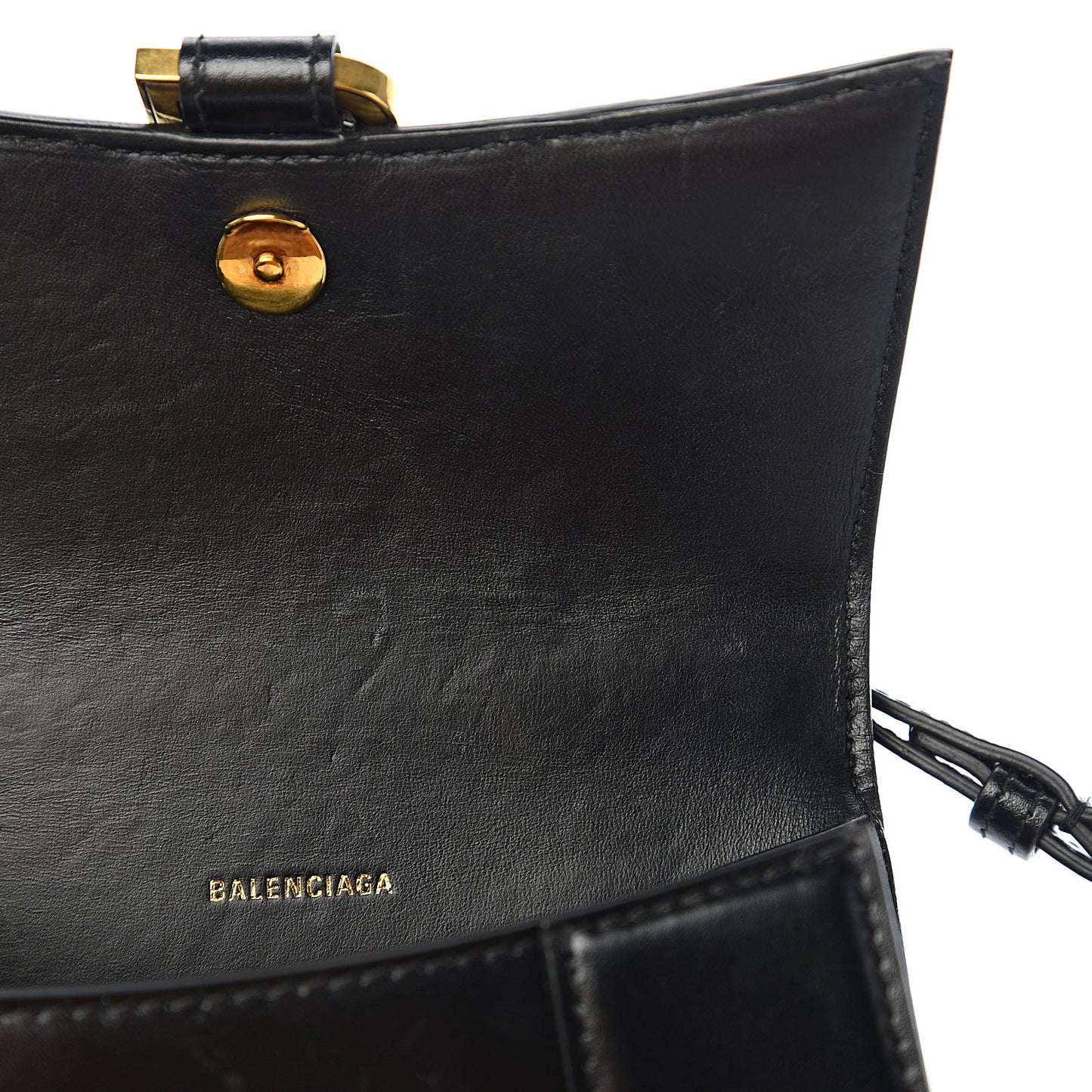 Shiny Box Calfskin Hourglass Top Handle Bag XS Black