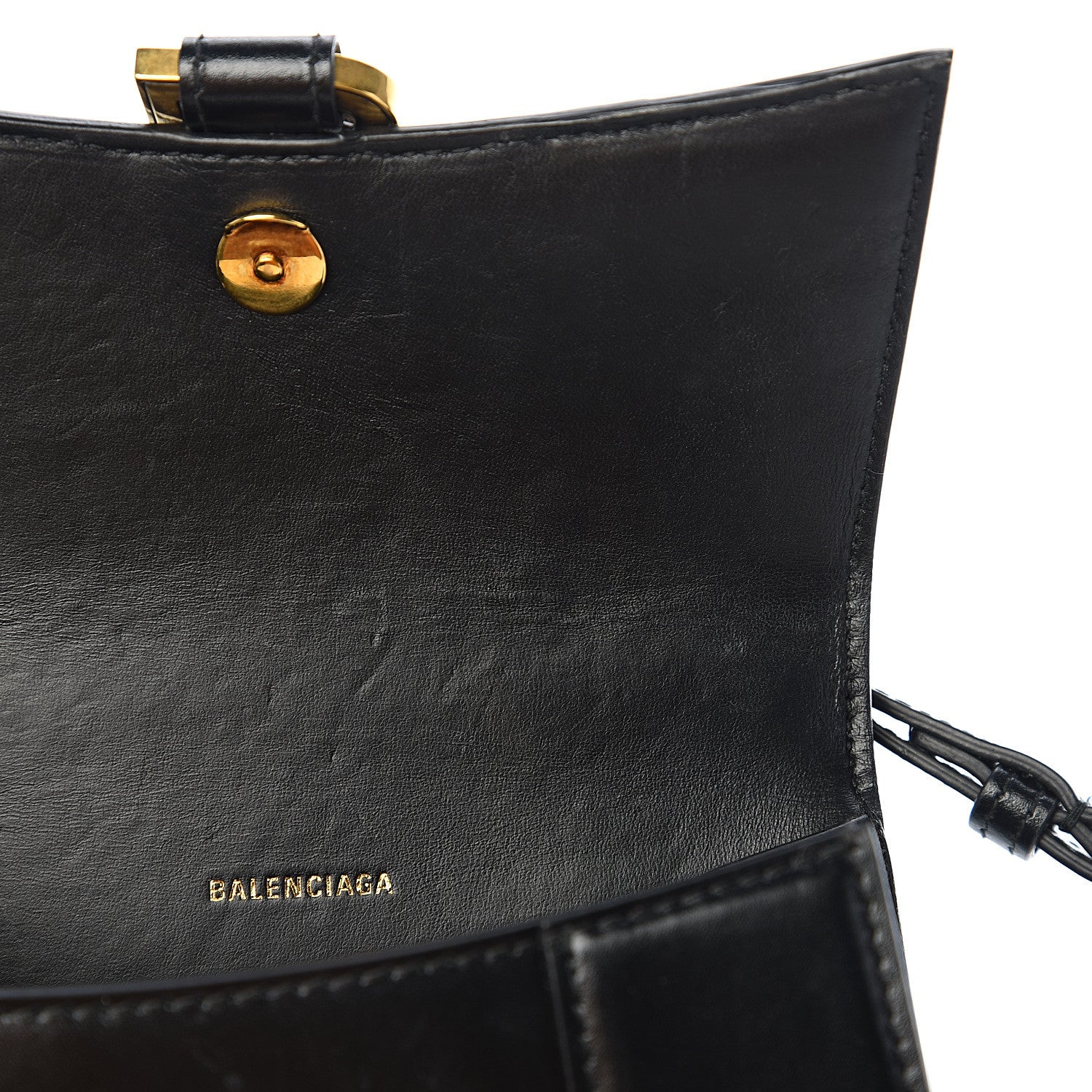 Balenciaga Shiny Box Calfskin Hourglass Top Handle Bag XS Black 8 of 14