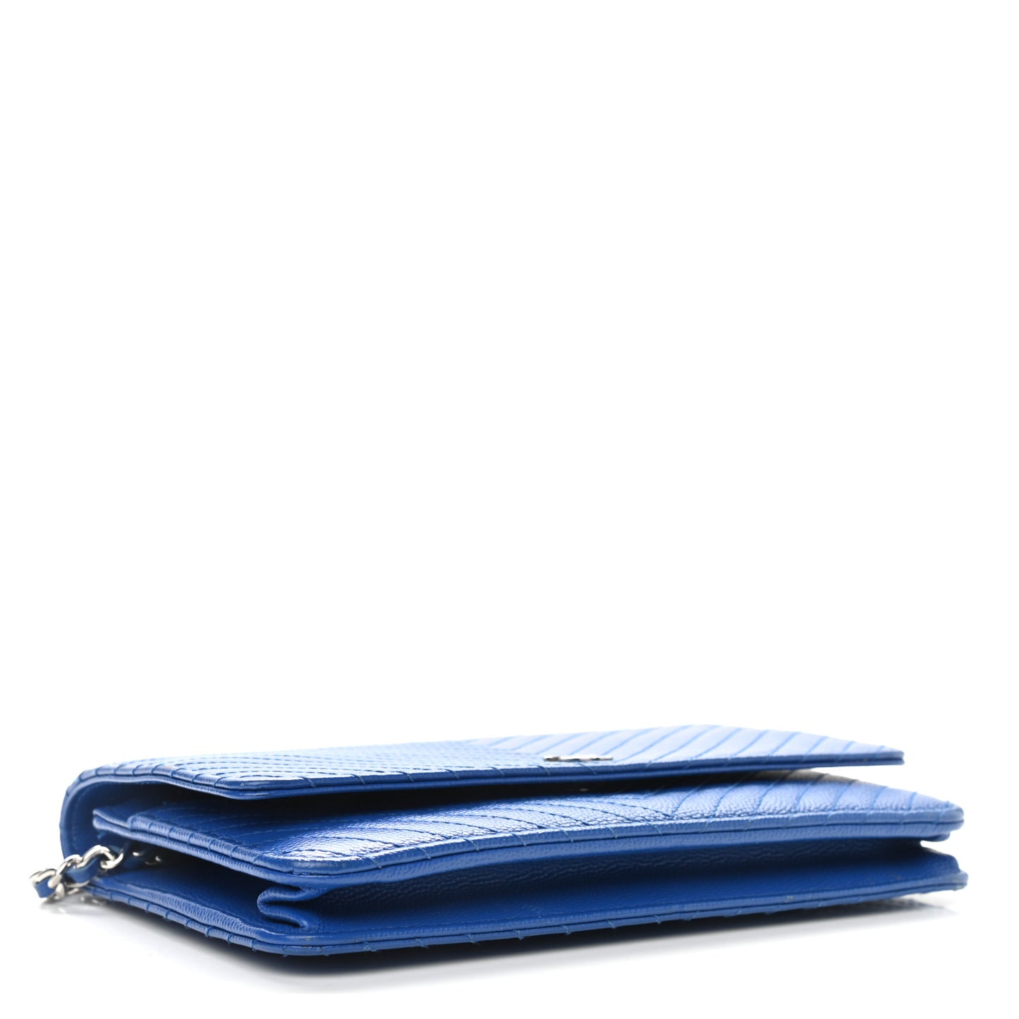 Caviar Chevron Quilted Wallet On Chain WOC Bright Blue