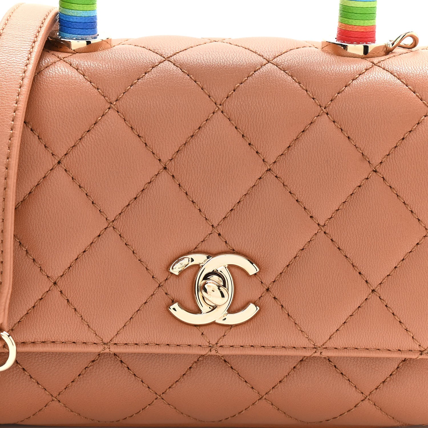 Chanel Goatskin Quilted Extra Mini Rainbow Coco Handle Flap Brown 8 of 10