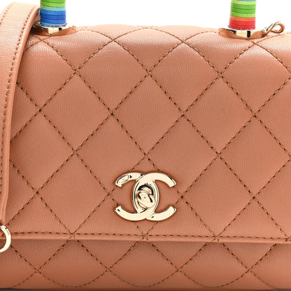 Chanel Goatskin Quilted Extra Mini Rainbow Coco Handle Flap Brown 8 of 10