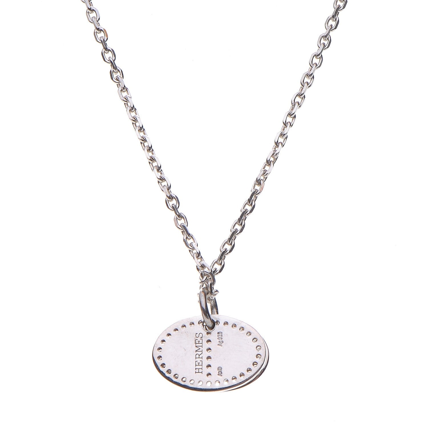 Hermes Sterling Silver Eclipse Pendant Necklace 5 of 9