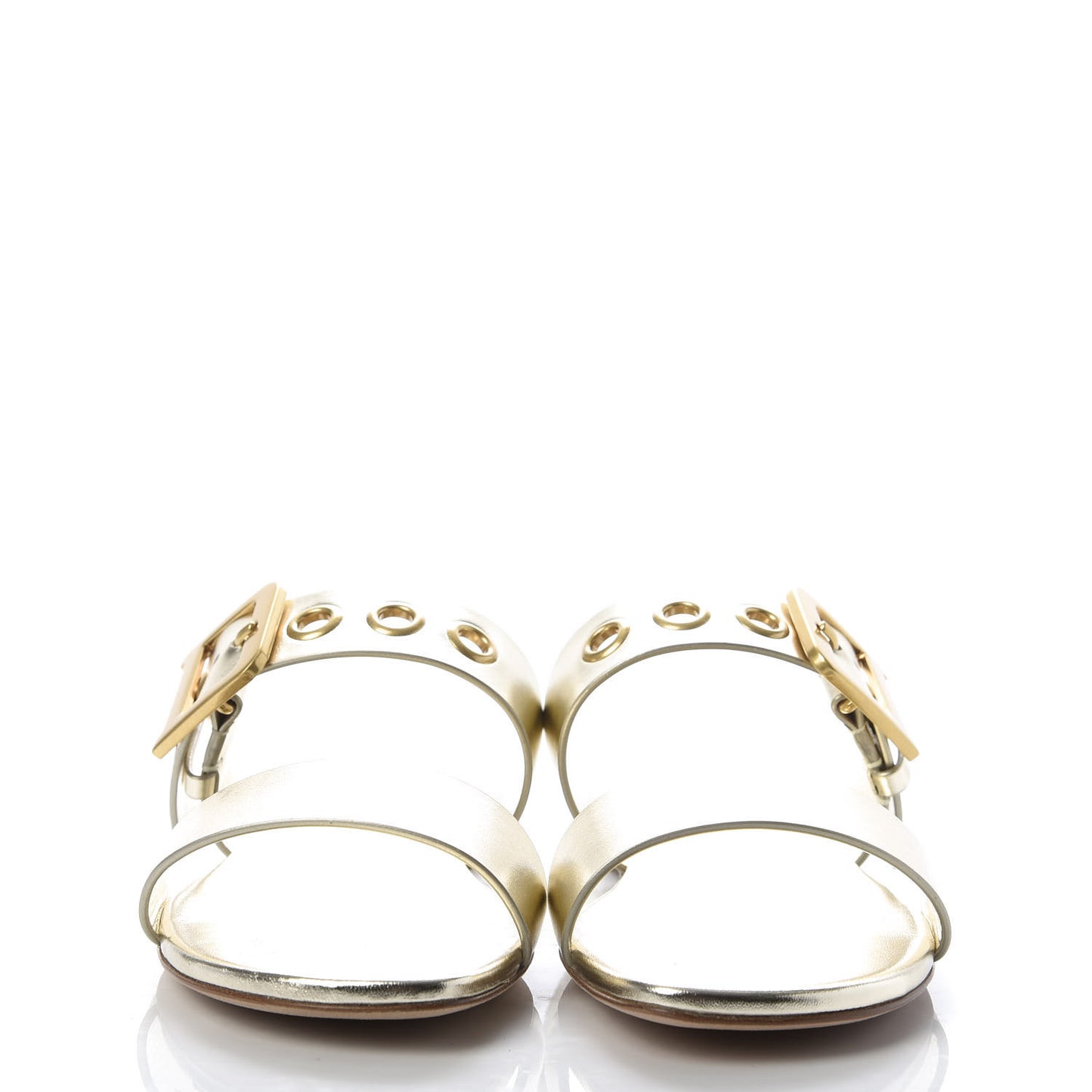 Laminated Calfskin D-Dior Slide Flat Sandals 37.5 Pale Gold