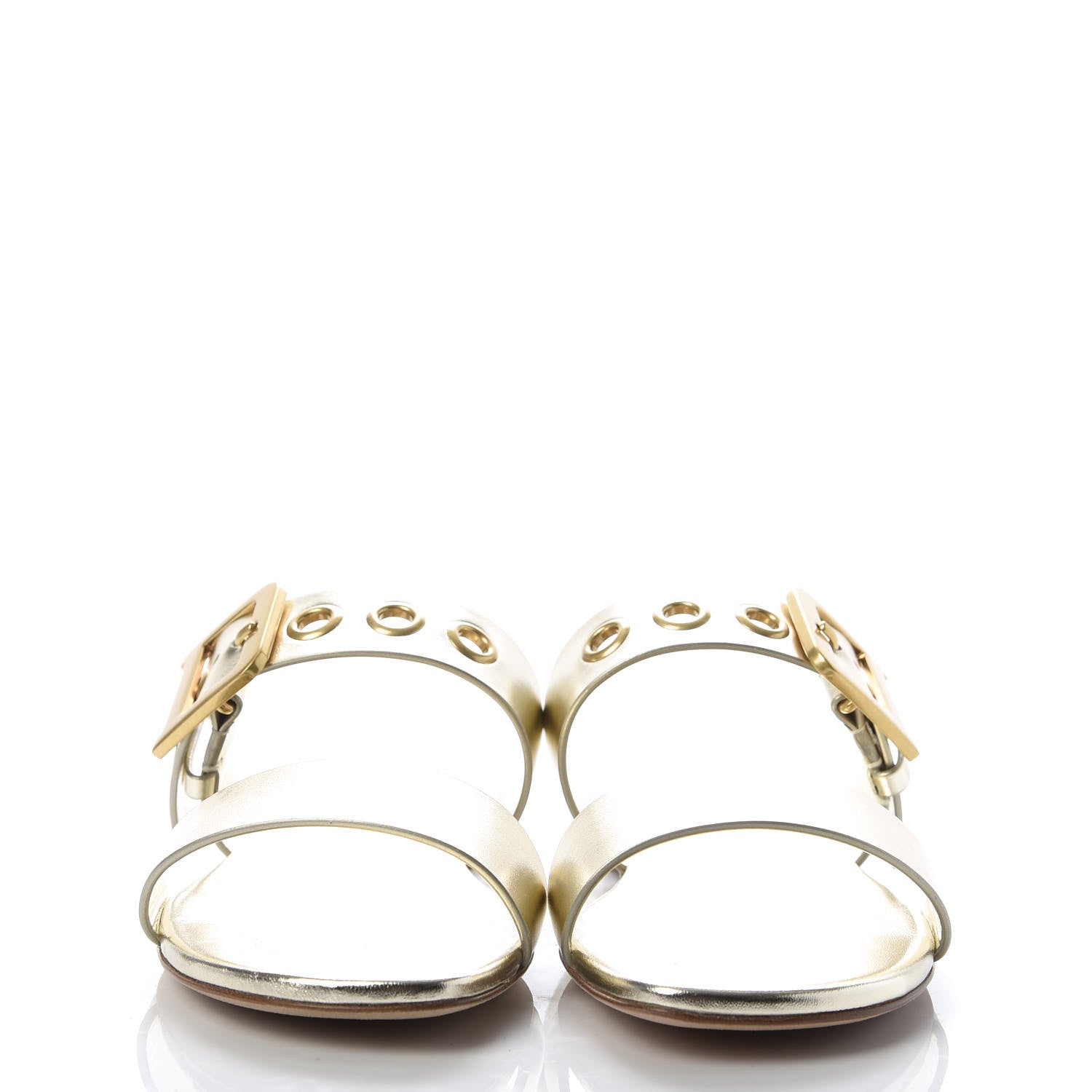 Christian Dior Laminated Calfskin D-Dior Slide Flat Sandals 37.5 Pale Gold 2 of 10