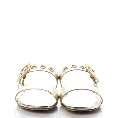 Christian Dior Laminated Calfskin D-Dior Slide Flat Sandals 37.5 Pale Gold 2 of 10