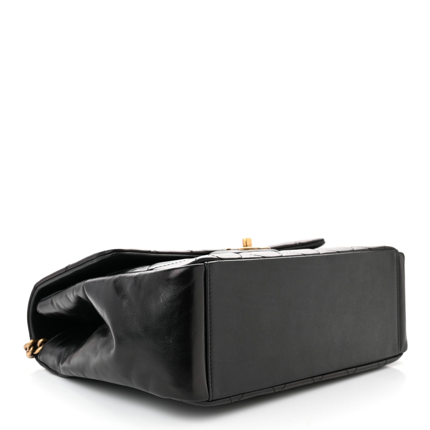 Chanel Calfskin Quilted Large Gold Bar Top Handle Flap Black 4 of 11