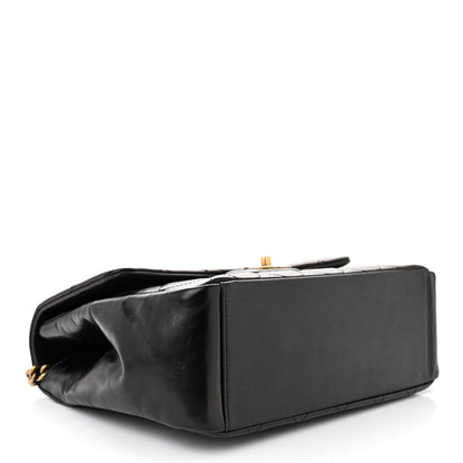 Chanel Calfskin Quilted Large Gold Bar Top Handle Flap Black 4 of 11
