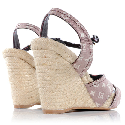Louis Vuitton Monogram Idylle Majorca Espadrille Wedge Sandals 38 Sepia 3 of 7